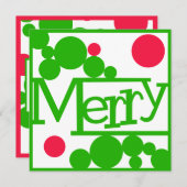 Merry Retro Modern Bubbles Square Feestdagenkaart (Voorkant / Achterkant)