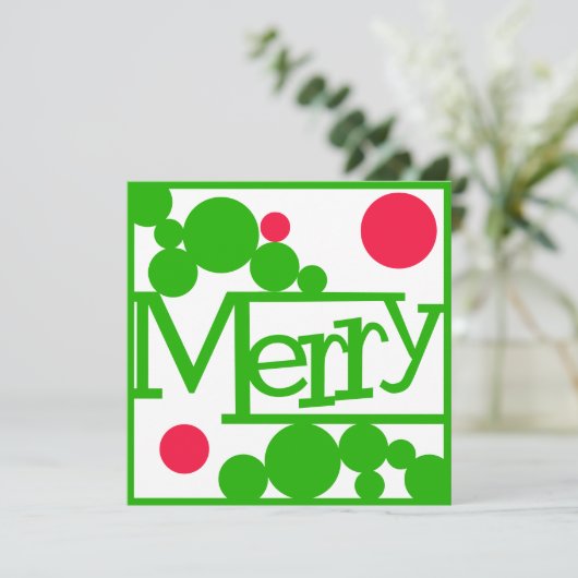 Merry Retro Moderne Bellen Vierkant Feestdagenkaart (Staand voorkant)