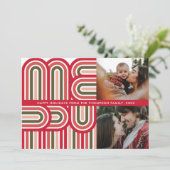 Merry Retro Striped Type Holiday Card Feestdagenkaart (Staand voorkant)