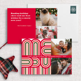 Merry Retro Striped Type Holiday Card Feestdagenkaart