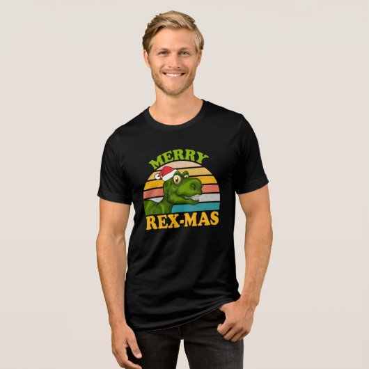 Merry Rex-Mas - Kerst Design-24807 Tri-Blend Shirt (Voorkant volledig)
