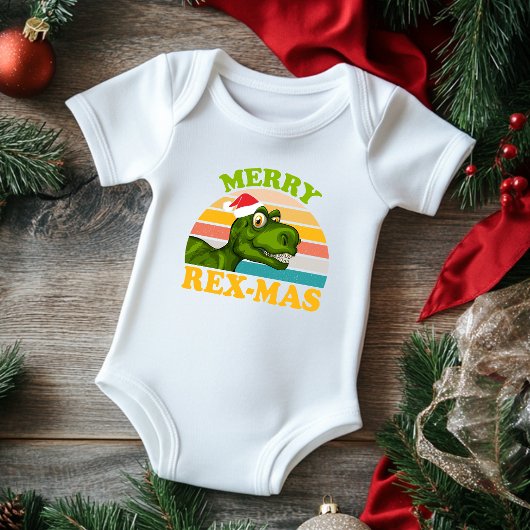 Merry Rex-mas Kerstmis Dinosaur Cute Dino Romper