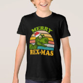 Merry Rex-mas Kerstmis Dinosaur Cute Dino Tri-Blend Shirt (Voorkant)
