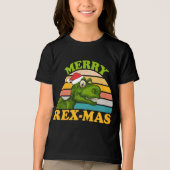 Merry Rex-mas Kerstmis Dinosaur Cute Dino Tri-Blend Shirt (Voorkant)