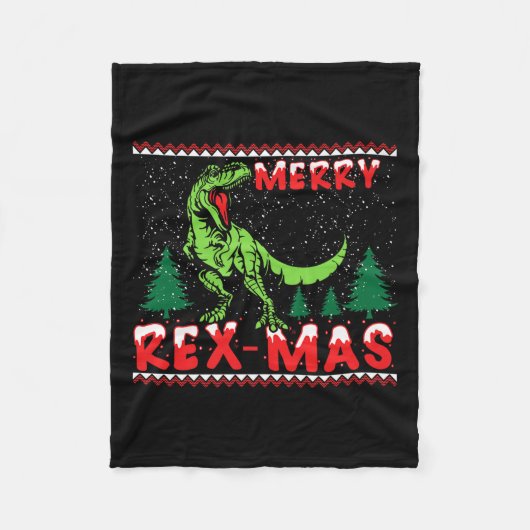 Merry Rex-mas T-rex Dinosaur Premium Fleece Deken (Voorkant)