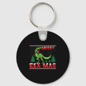 Merry Rex-mas T-rex Dinosaur Premium Sleutelhanger (Voorkant)