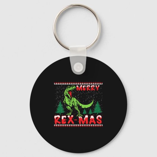 Merry Rex-mas T-rex Dinosaur Premium Sleutelhanger (Voorkant)