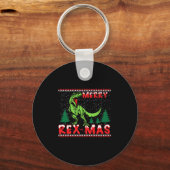 Merry Rex-mas T-rex Dinosaur Premium Sleutelhanger (Voorkant)