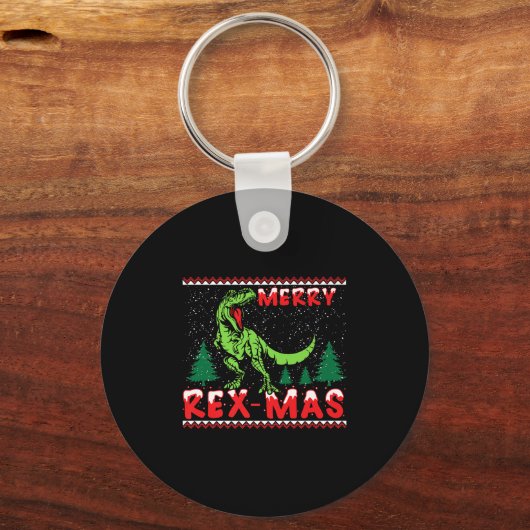 Merry Rex-mas T-rex Dinosaur Premium Sleutelhanger (Voorkant)
