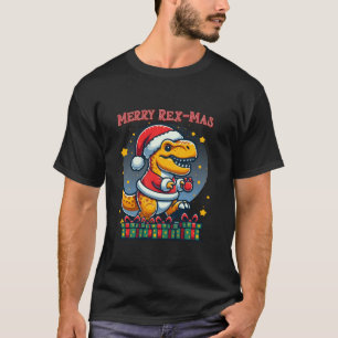 Merry Rex Mas T Rex Dinosaur Santa Funny Christmas T-shirt