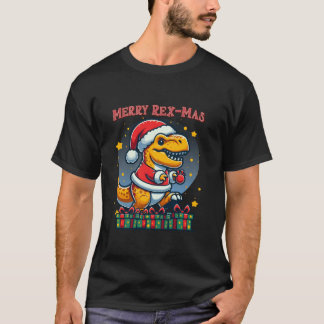 Merry Rex Mas T Rex Dinosaur Santa Funny Christmas T-shirt