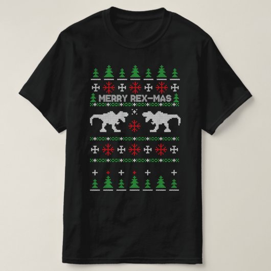 Merry rexmas dinosaur t-rex Ugly KerstSweater T-shirt (Design voorkant)