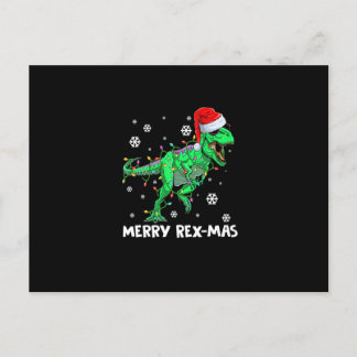 Merry Rexmas Funny Santa Dinosaur Kerstmis Pajama Briefkaart