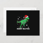 Merry Rexmas Funny Santa Dinosaur Kerstmis Pajama Briefkaart (Voorkant / Achterkant)