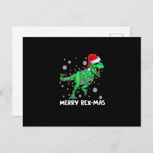 Merry Rexmas Funny Santa Dinosaur Kerstmis Pajama Briefkaart (Voorkant / Achterkant)