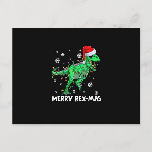 Merry Rexmas Funny Santa Dinosaur Kerstmis Pajama Briefkaart (Voorkant)