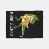 Merry Rexmas Reindeer T-rex Rudolph Dinosaur Chris Fleece Deken (Voorkant (Horizontaal))