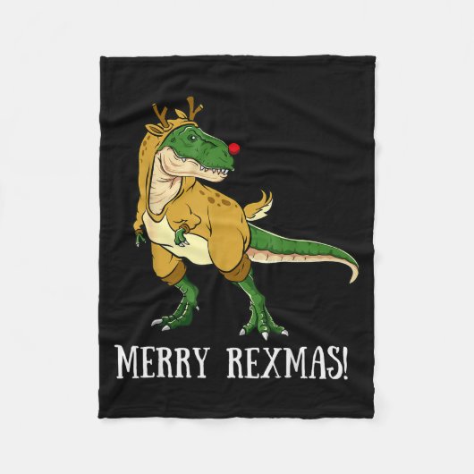 Merry Rexmas Reindeer T-rex Rudolph Dinosaur Chris Fleece Deken (Voorkant)
