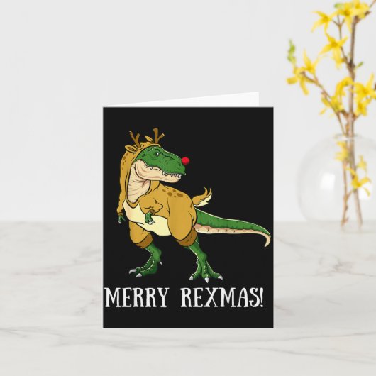 Merry Rexmas Reindeer T-rex Rudolph Dinosaur Chris Kaart (Gele Bloem)