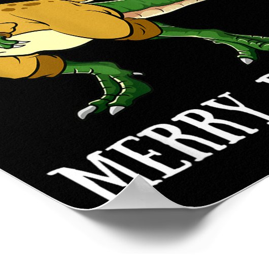 Merry Rexmas Reindeer T-rex Rudolph Dinosaur Chris Poster (Hoek)