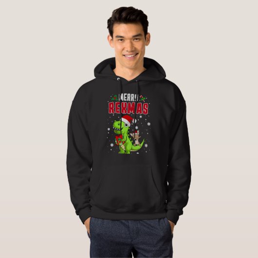 Merry Rexmas Rex Xmas Dabbing Chihuahua Dino Toddl Hoodie (Voorkant volledig)