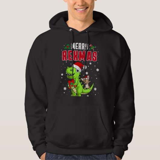 Merry Rexmas Rex Xmas Dabbing Chihuahua Dino Toddl Hoodie (Voorkant)