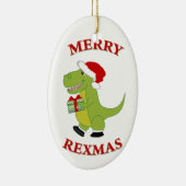 Merry Rexmas T-Res dinosaurus ontwerp Keramisch Ornament (Rechts)