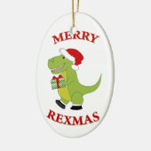 Merry Rexmas T-Res dinosaurus ontwerp Keramisch Ornament (Links)