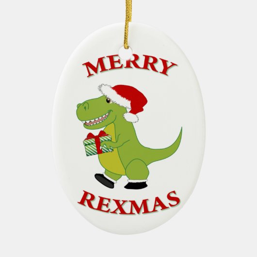 Merry Rexmas T-Res dinosaurus ontwerp Keramisch Ornament (Voorkant)