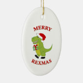 Merry Rexmas T-Rex dinosaurus ontwerp Keramisch Ornament (Rechts)