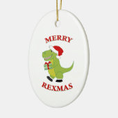 Merry Rexmas T-Rex dinosaurus ontwerp Keramisch Ornament (Links)