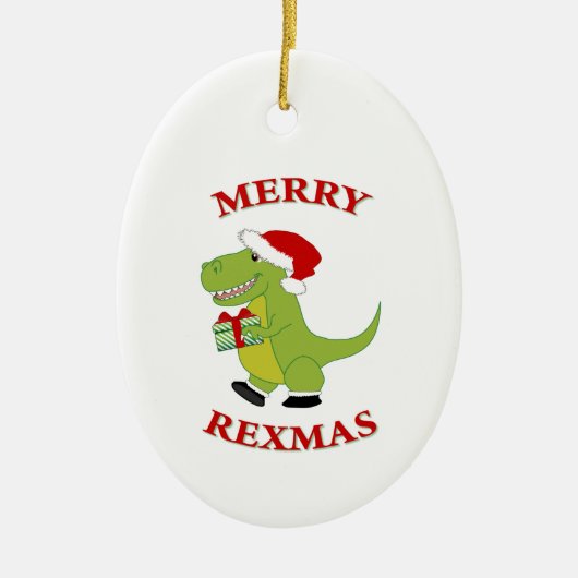 Merry Rexmas T-Rex dinosaurus ontwerp Keramisch Ornament (Voorkant)