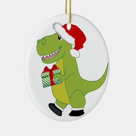 Merry Rexmas T-Rex Keramisch Ornament (Rechts)