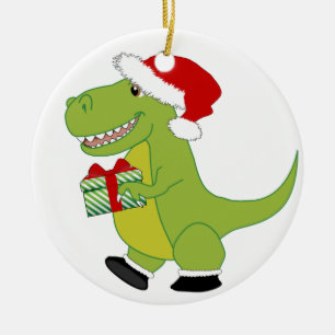 Merry Rexmas T-Rex Keramisch Ornament