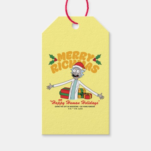 Merry Rickmas and Happy Human Holidays Cadeaulabel (Voorkant)