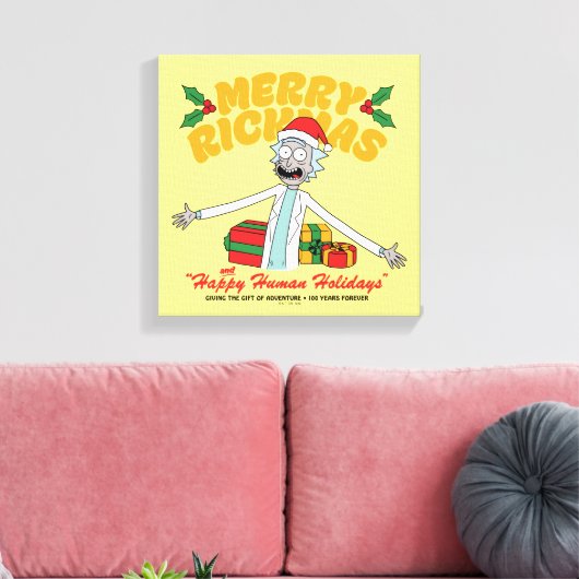 Merry Rickmas and Happy Human Holidays Canvas Afdruk (Insitu (Woonkamer))