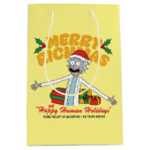 Merry Rickmas and Happy Human Holidays Medium Cadeauzakje (Voorkant)