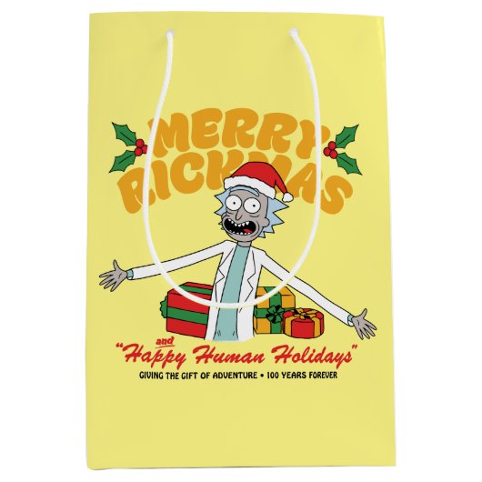 Merry Rickmas and Happy Human Holidays Medium Cadeauzakje (Voorkant)