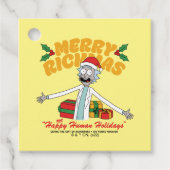 Merry Rickmas en Happy Human Feestdagen Bedankjes Labels (Voorkant)