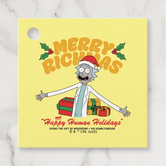 Merry Rickmas en Happy Human Feestdagen Bedankjes Labels (Voorkant)