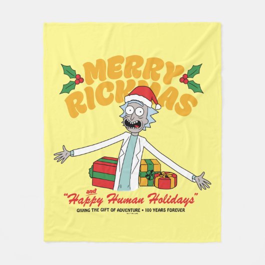Merry Rickmas en Happy Human Feestdagen Fleece Deken (Voorkant)
