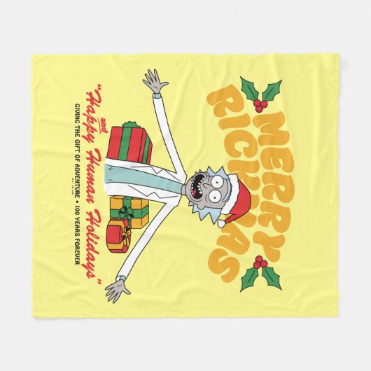 Merry Rickmas en Happy Human Feestdagen Fleece Deken (Voorkant (Horizontaal))