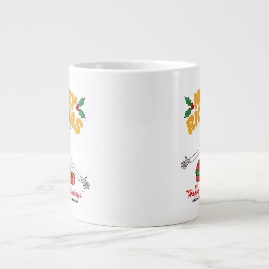 Merry Rickmas en Happy Human Feestdagen Grote Koffiekop (Voorkant)