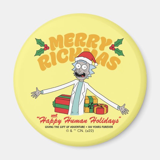 Merry Rickmas en Happy Human Feestdagen Magneet (Voorkant)