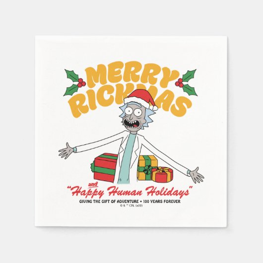 Merry Rickmas en Happy Human Feestdagen Servet (Voorkant)