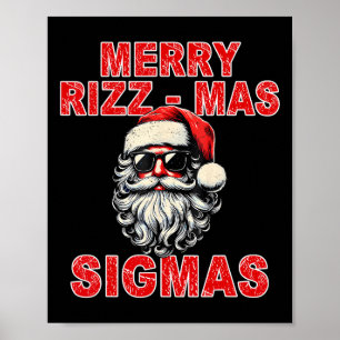 Merry Rizz Mas Sigmas - Cool Santa Face Gen Alpha Poster