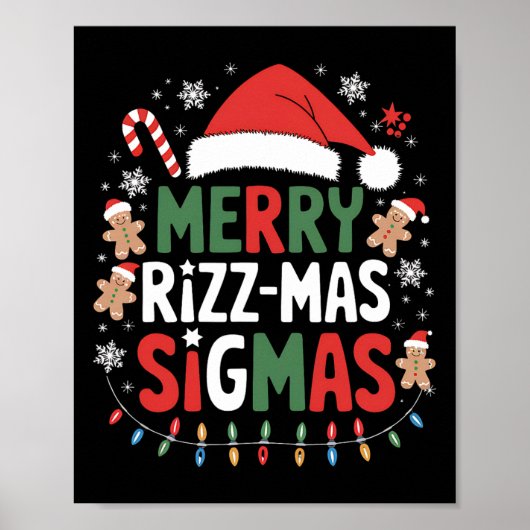 Merry Rizz Mas Sigmas Funny Gen Alpha X-mas Santa Poster (Voorkant)