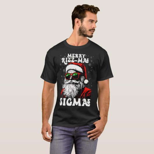 Merry Rizz Mas Sigmas Funny Gen Alpha X-Mas Santa T-shirt (Voorkant volledig)