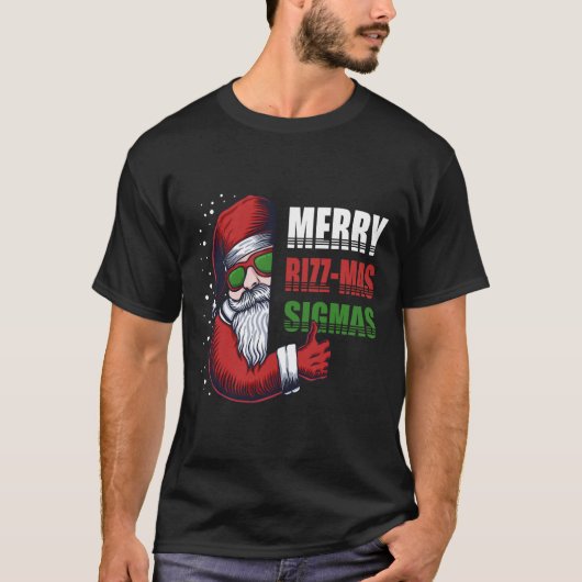 Merry Rizz Mas Sigmas Funny Gen- Alpha X-mas Santa T-shirt (Voorkant)