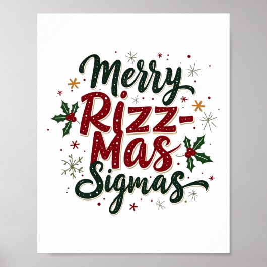 Merry Rizz Mas Sigmas Funny Gen Alpha Xmas Santa C Poster (Voorkant)